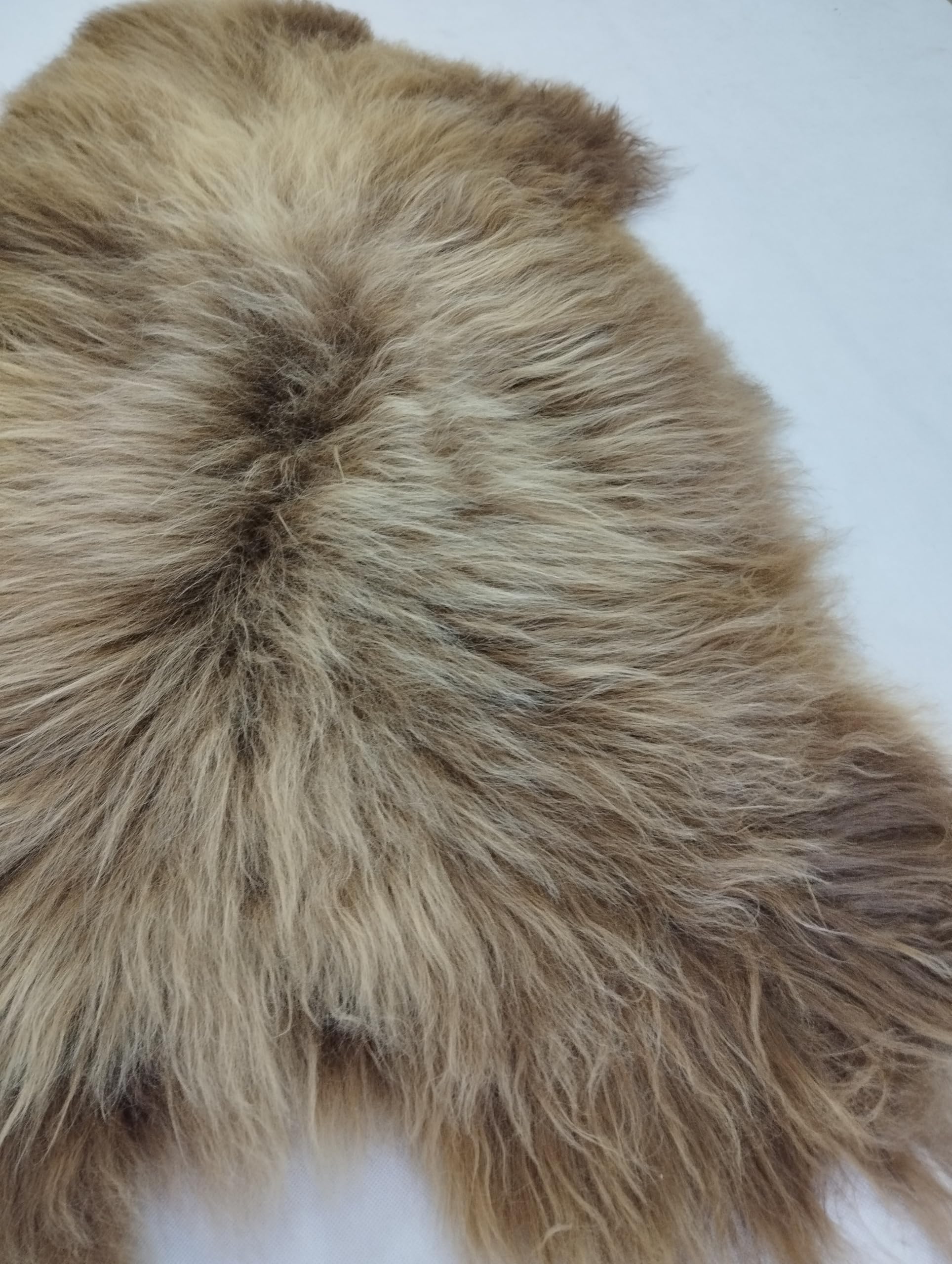 Peau de mouton d'Islande - Véritable fourrure naturelle - Poils longs - Environ 120 x 65 cm - Peau d'agneau douce comme tapis ou fourrure décorative