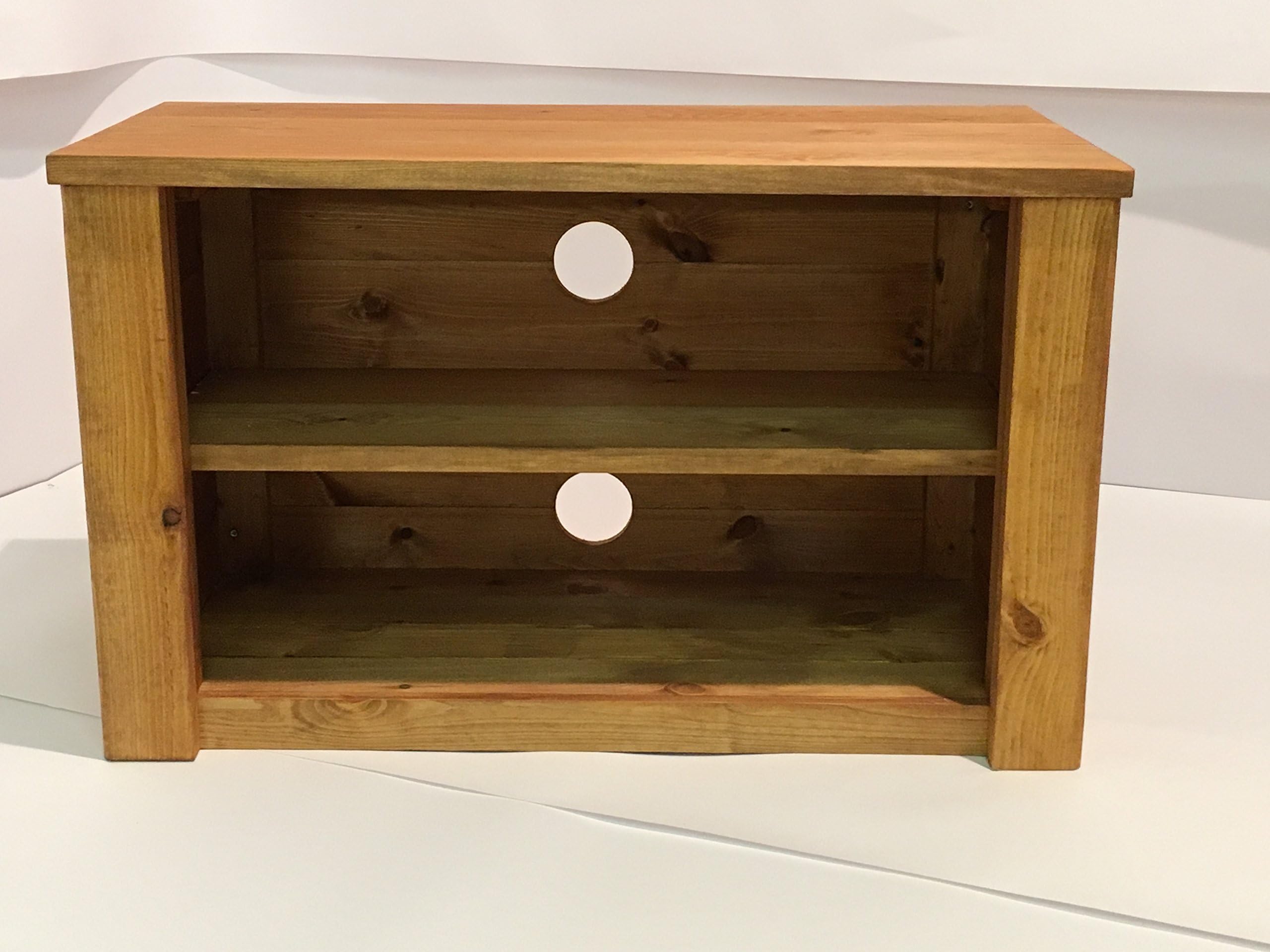 fgsleeds HANDMADE SOILD WOODEN PINE FLAT SCREEN TV UNIT STAND TABLE (95x36x46cm, british oak)