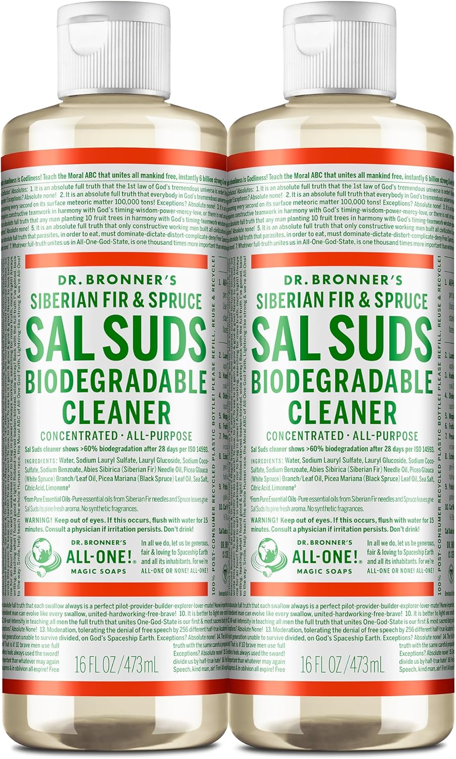 Dr. Bronner's Sal Suds Biodegradable Cleaner (16 Ounce, 2Pack) All