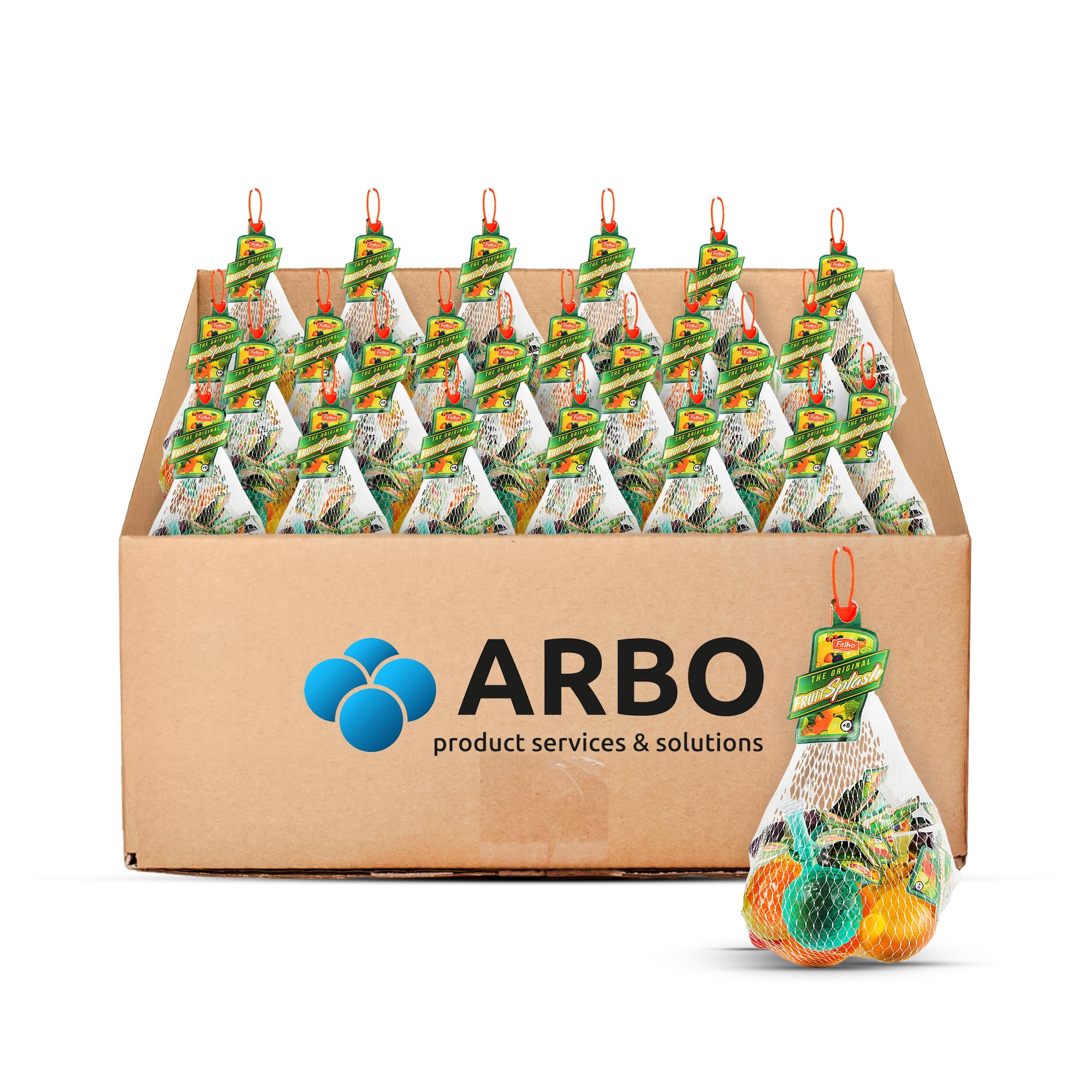 Fruit Splash - Paquete de 24 redes, 10 redes, frutas de plástico rellenas de líquido amniótico, diversión infantil, dulces para niños, regalos originales para fiestas Instagram TikTok + pegatinas