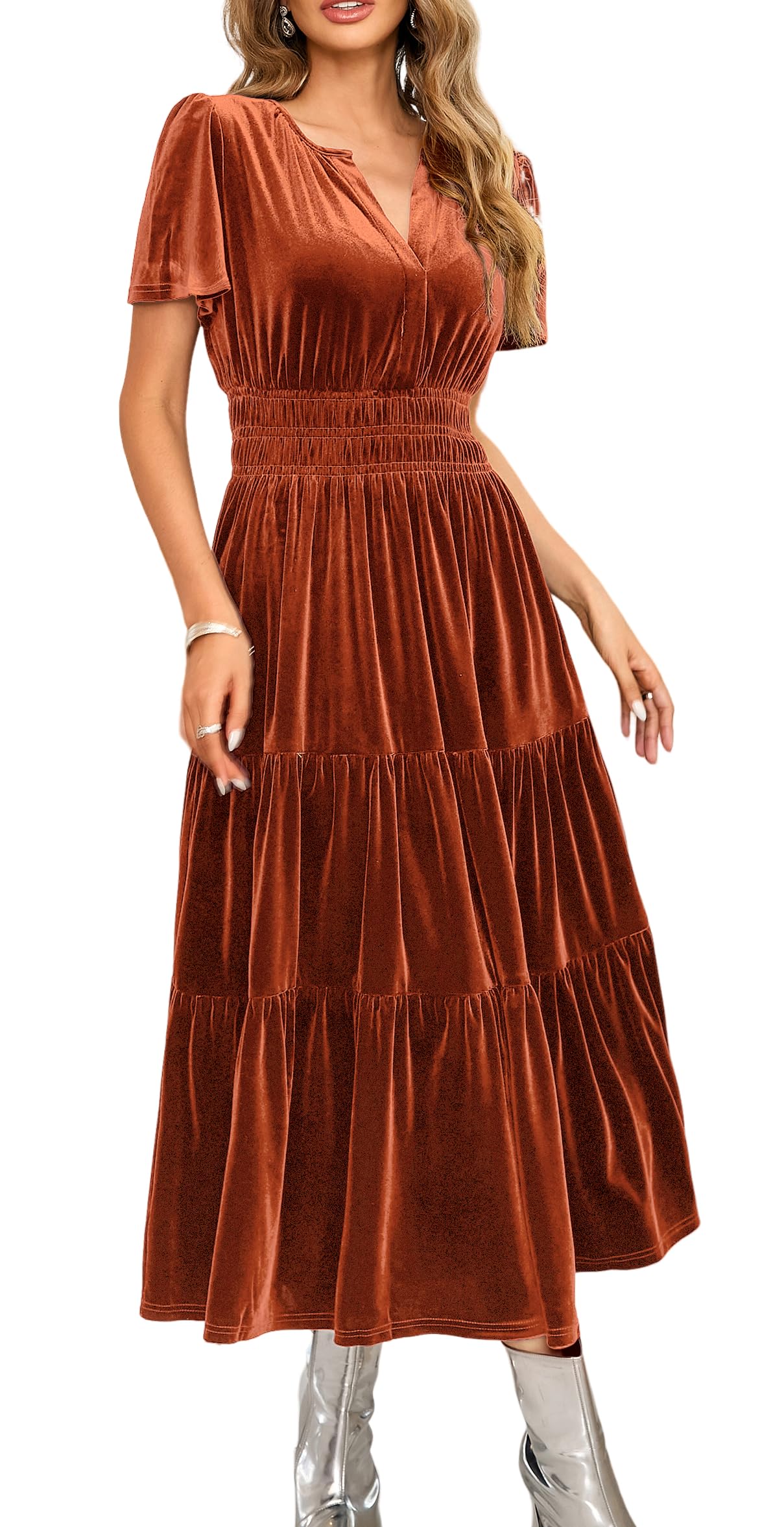 R.Vivimos Velvet Maxi Dress
