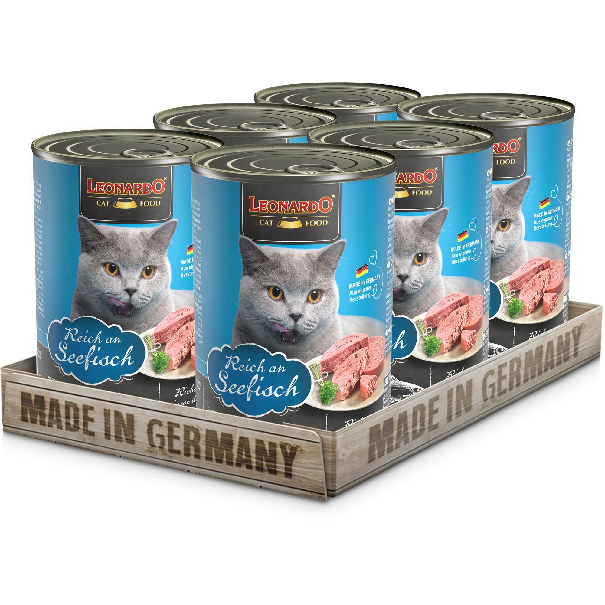 LEONARDO Nassfutter [6x400g Seefisch] | Getreidefreies Nassfutter für Katzen | Feuchtfutter Alleinfutter aus der Dose