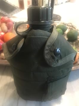 Never Issued U.S. G.I. 1 quart Olive Drab Military Canteen with Previously Issued U.S. G.I. 1 quart ACU MOLLE Canteen/General Purpose Pouch