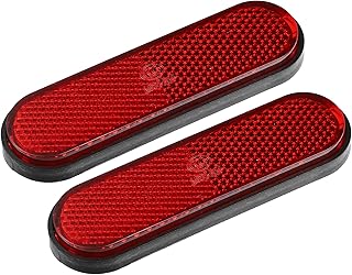 X AUTOHAUX 전면 하단 포크 반사판 스티커 후면 새들백 측면 가시성 반사판 스트라이프 키트 범용 타원형 레드 2개