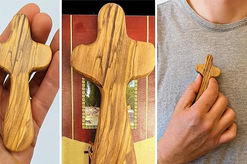 Miniatura 6 de Zuluf CRS108Z - 10 cruces de madera de olivo regalos para iglesia con diez certificados de tierra santa  Cuidadocelebración de bolsillo para oración