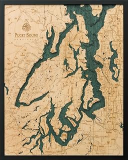 Woodchart Puget Sound, Washington 3-D Nautical 24.5" x 31"