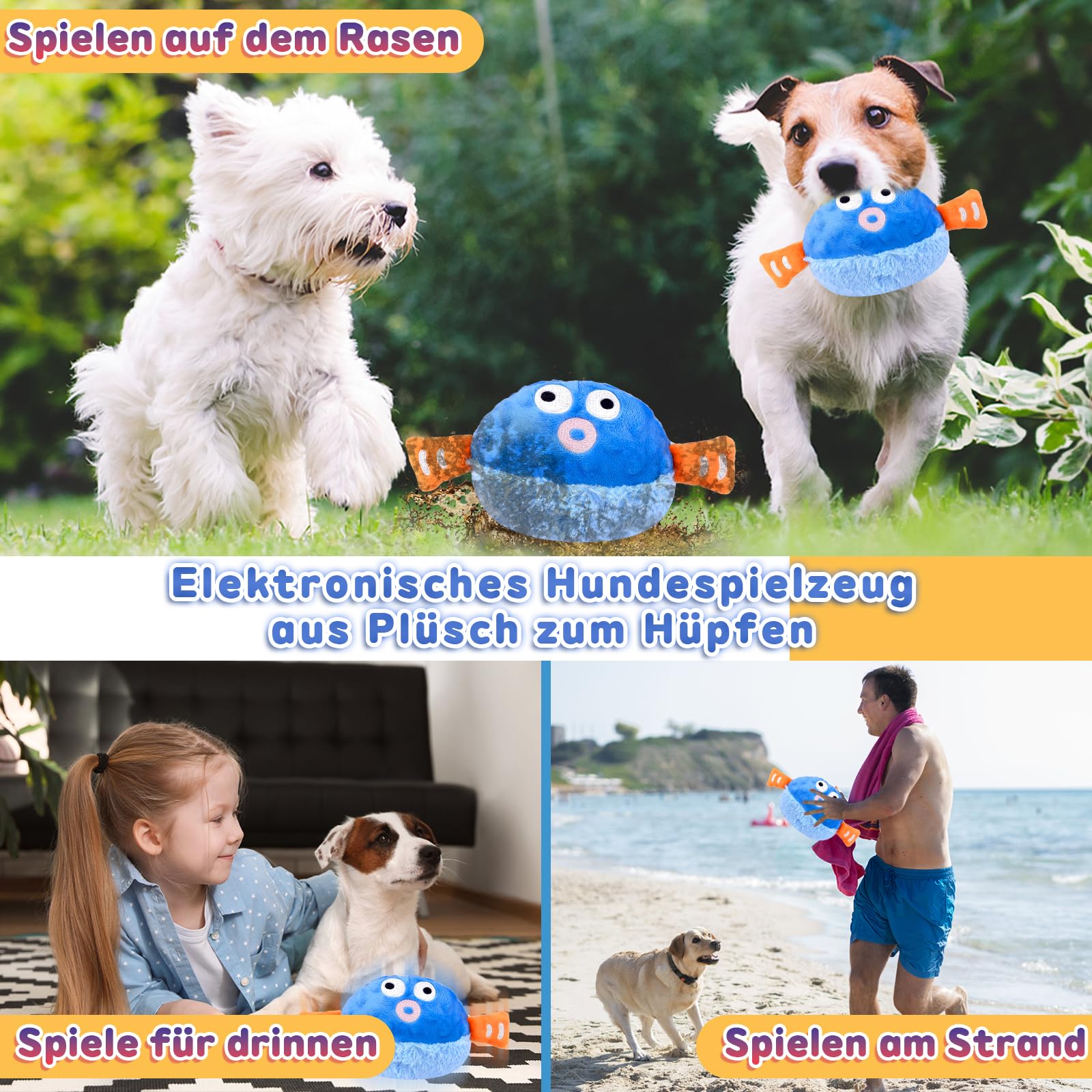 Bewegendes Hundespielzeug Blau - Selbstrollender Ba Produktbild-Vorschau 6