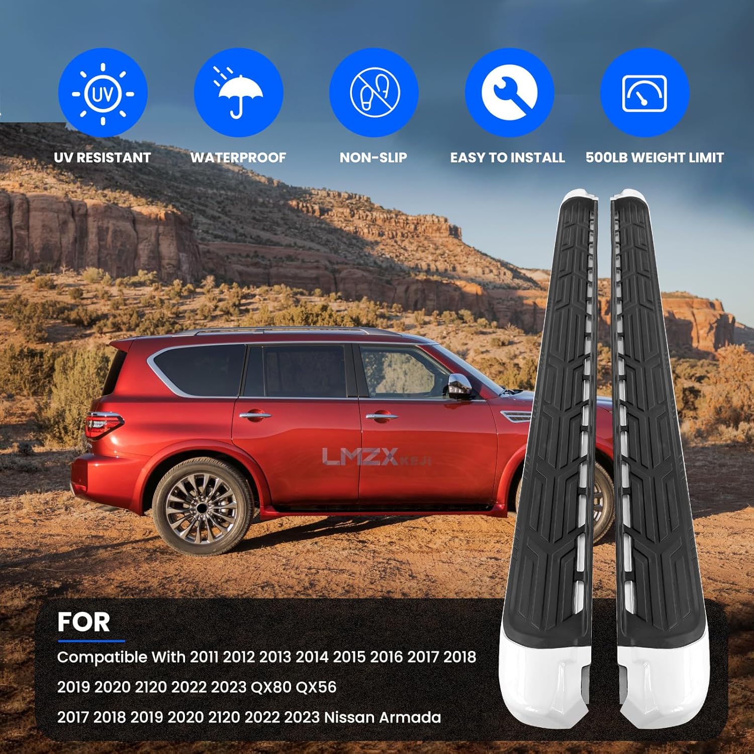 Running Boards Side Pedal Compatible with Infiniti QX80 QX56 2011-2023 Side Steps with Brackets,2 PCS Right and Left Side Step Rail Removable Nerf Bars for Nissan Armada 2017-2023