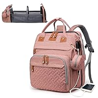 Vista 12 de Bolsas de pañales para bebé con cambiador, mochila impermeable para pañales para mamás y papás con puerto de carga USB, regalos para baby shower