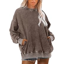 Wrenpies Oversized Vintage Hoodie for Women Cotton Loose Fit Baggy Hooded Sweatshirt Trendy Basic Acid Wash Pullover Top