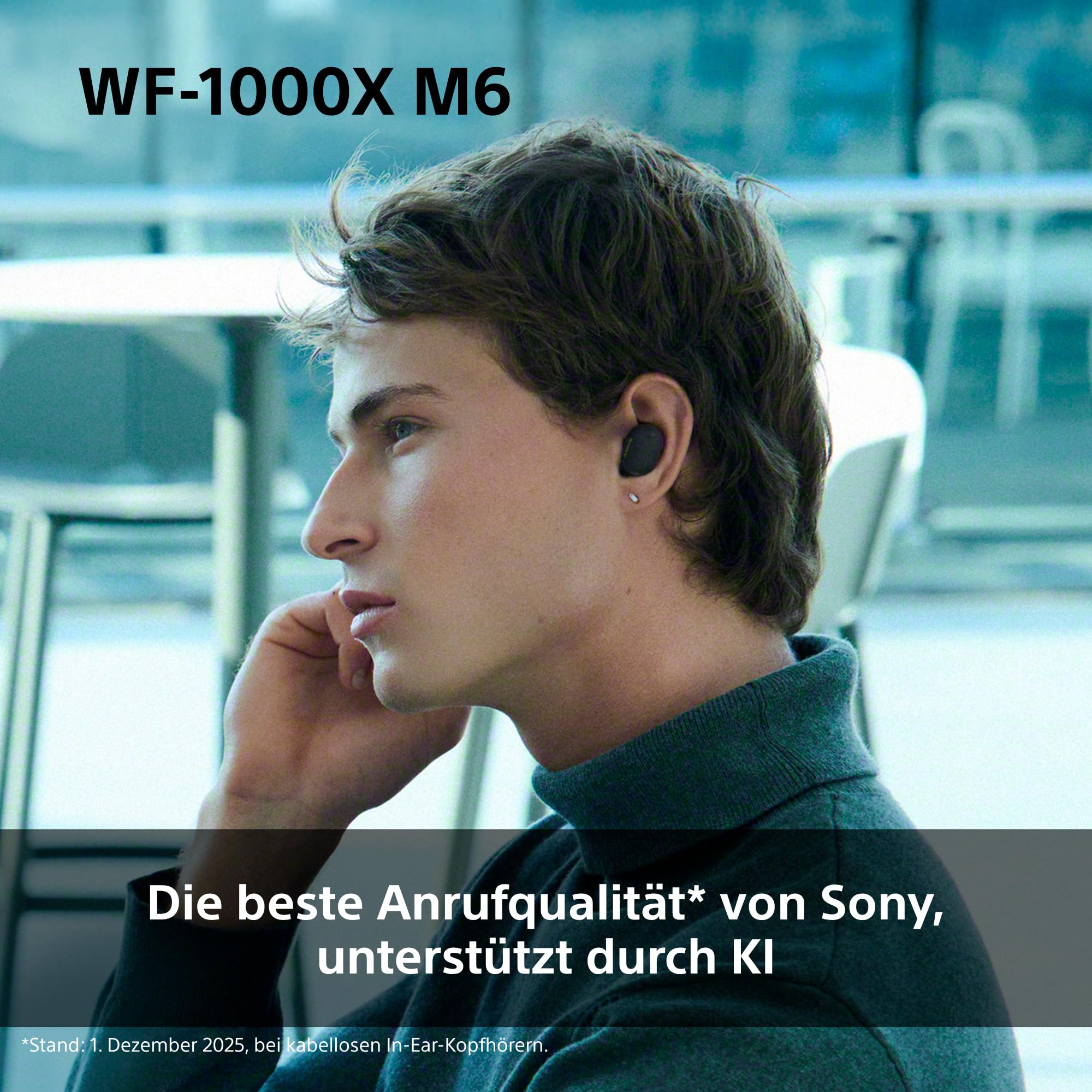Sony WF-1000XM6 Flagship kabellose Noise Cancelling-Kopfhörer, Bluetooth, In-Ear-Kopfhörer, Sony Hi-Res-Sound, klare Anrufe, 10-Band-EQ, 24 Std.-Akkulaufzeit (NC An), IPX4 – Schwarz