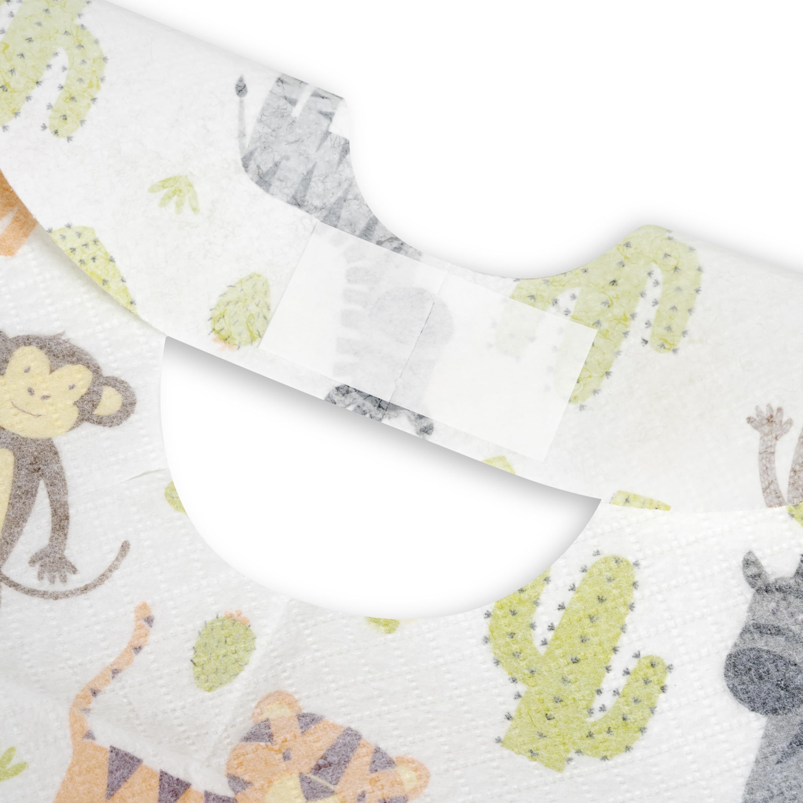 PACK 10 Jednorazowych i wodoodpornych Śliniaków · Kieszeń z kapturem · Regulowana · Drukowanie dla dzieci