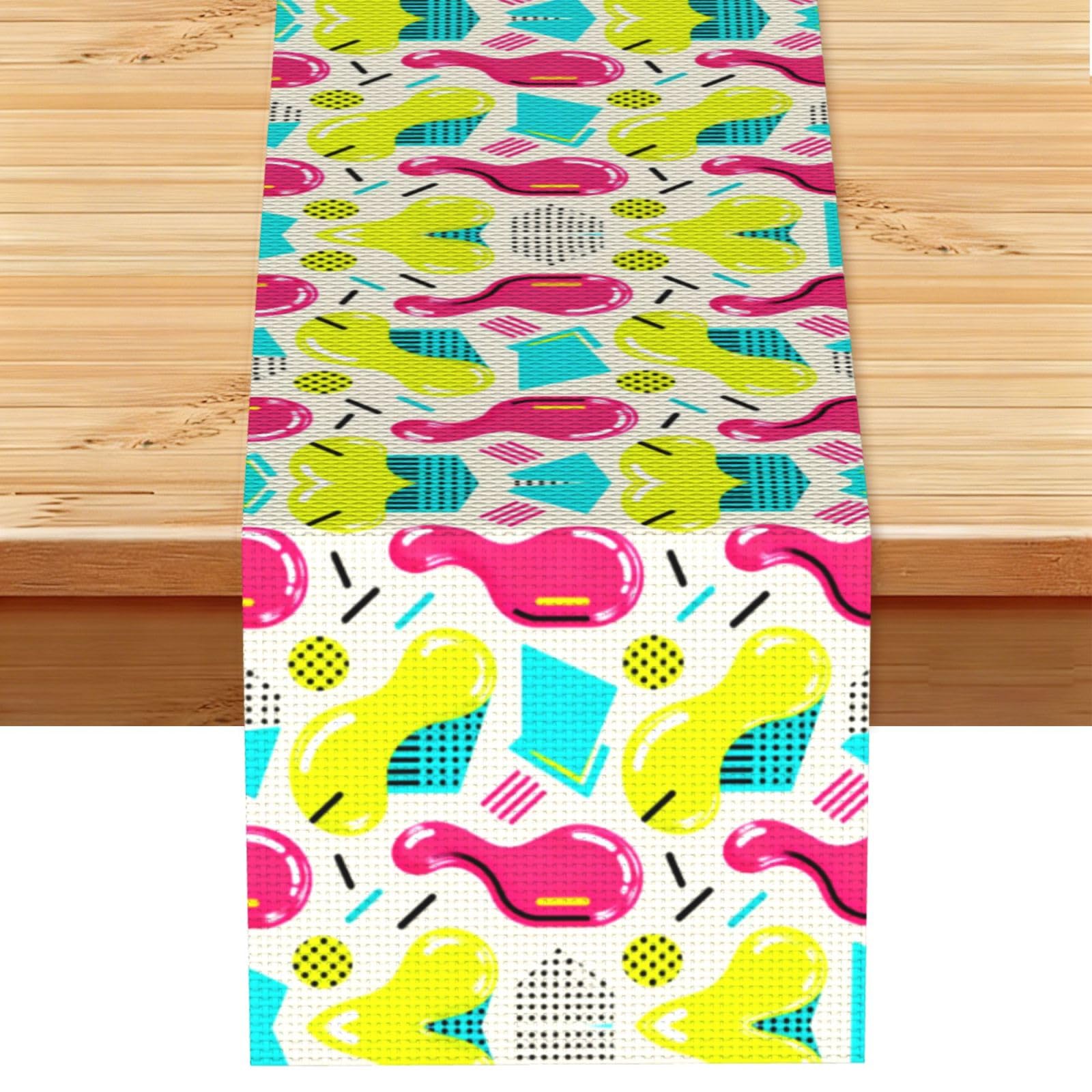 Seamless Memphis Linen Look Table Runner 13x72-Wrinkle Resistant Farmhouse Style for Dining Table Decor