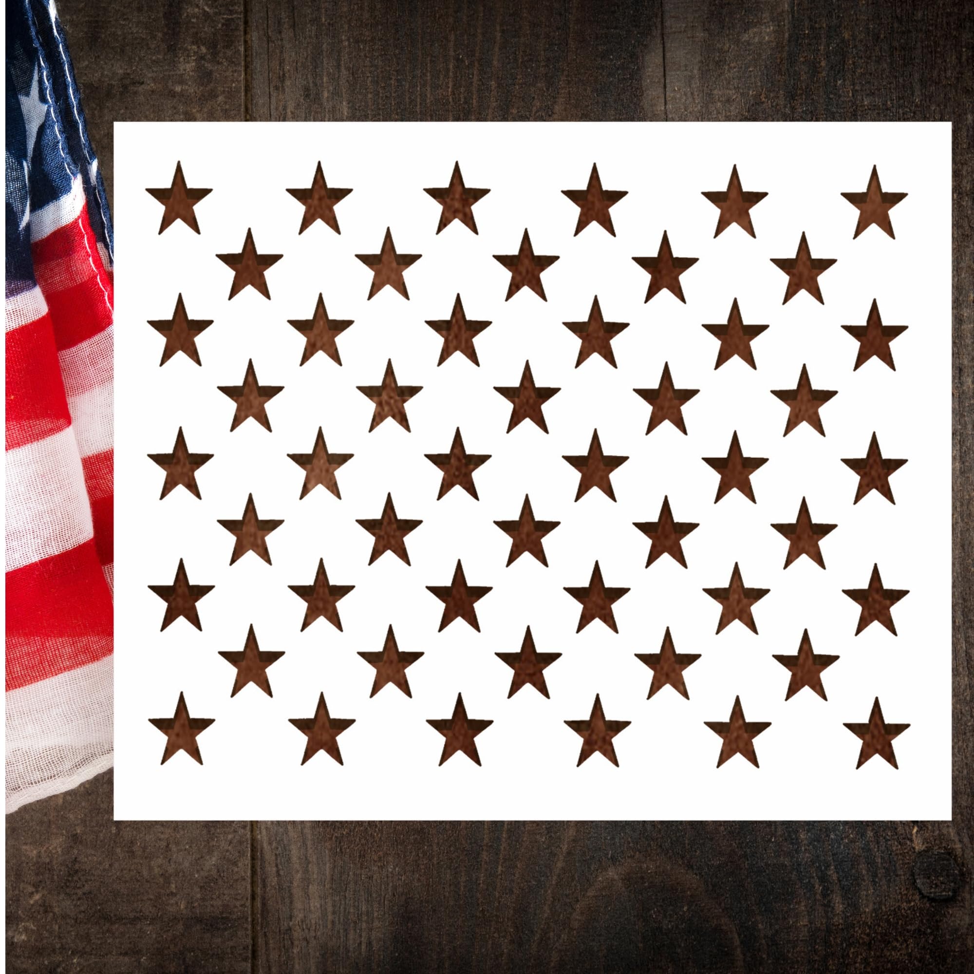 Large 50 Star Stencil (15x10.5 Inches), American Flag Star for Painting on Wood, Walls, Airbrush, DIY Drawing & Painting Craft Projects, Reusable Plastic Stencils for Crafts
