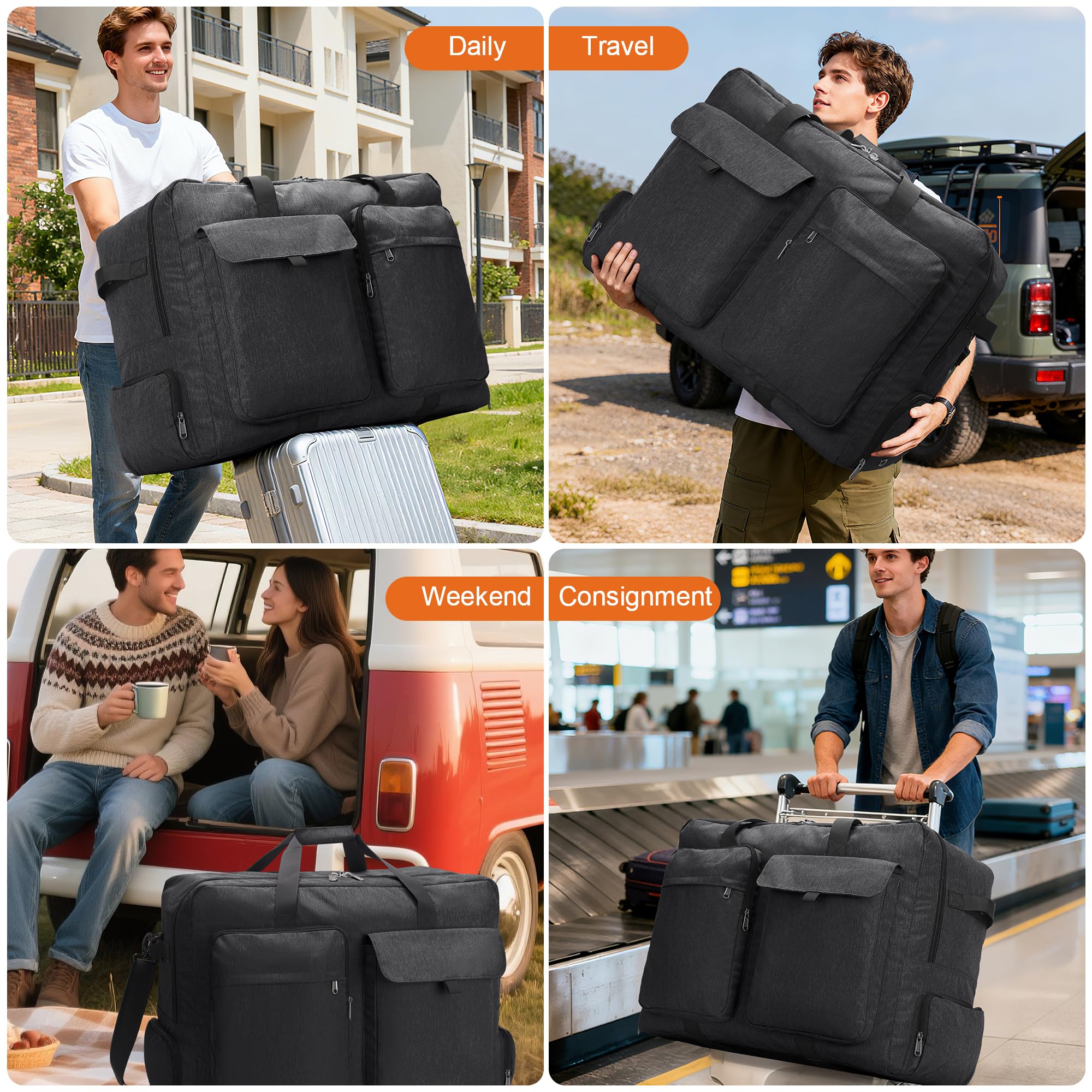 VS VOGSHOW 80L Sac de Voyage Pliable | Compartiment Chaussures, Léger, Bandoulière | Idéal Voyage, Camping, Déménagement, Emballage, Homme & Femme