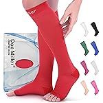 Doc Miller Open Toe Compression Socks for Men and Women, 15-20 mmHg, Calf Support Sleeves, Recovery Stockings, Wide Calf, Toeless Design, 1 Pair