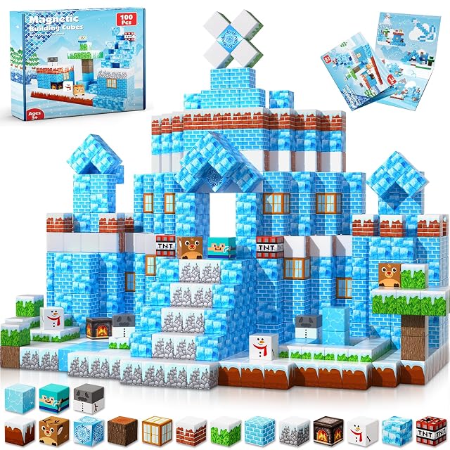Goody King - Bloques de construcción magnéticos con 100 Cubos magnéticos. Construye tu Propio Mundo de Hielo…