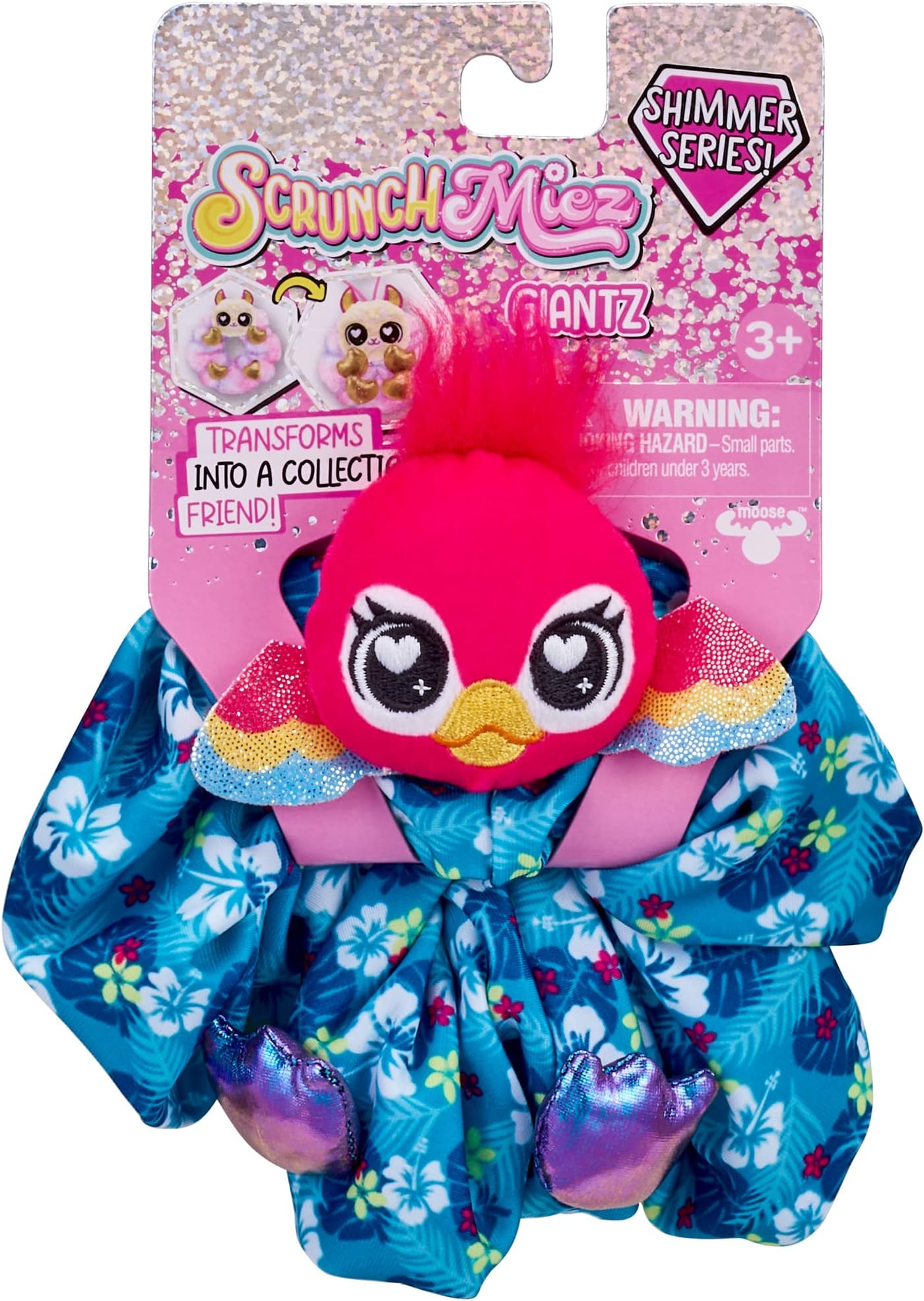 Scrunchmiez 96551 Giantz, These Cute Oversized scrunchies Magically Transform from Hair Accessory to Lovable Plush Collectible Friend and Backpack Clip
