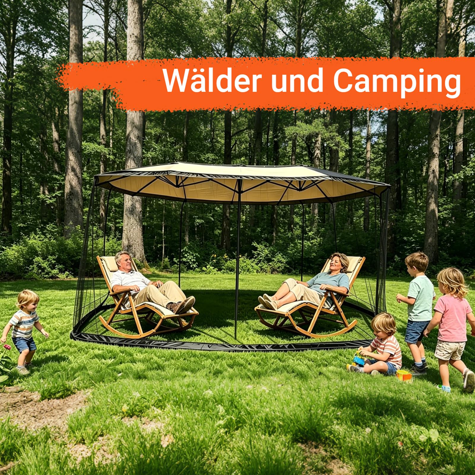 Moskitonetz Pavillon Fliegengitter 3 x 3 m: Insektenschutznetz Reißverschluss Gazebo Netting Verstellbares Pergola Mosquito Net Feinmaschig Outdoor Garten Hof Patio Camping (Schwarz, 300x300x230cm)