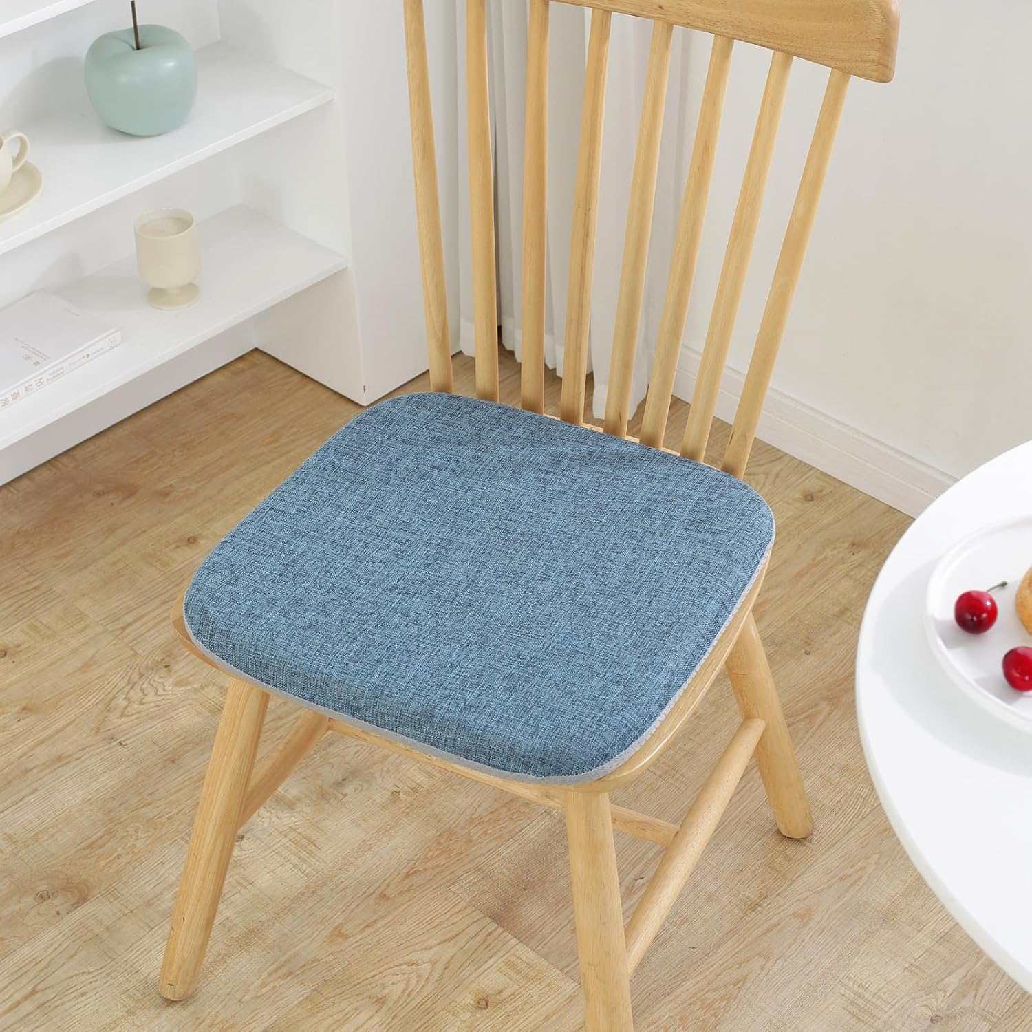 High Resilience Memory Foam Chair Cushion 13"x13"x2" Set of 2 Square Chair Pads and Washable Cover Non Slip Seat Cushions for Indoor Dining Room Kitchen and Office Chairs (Green,13"x13")