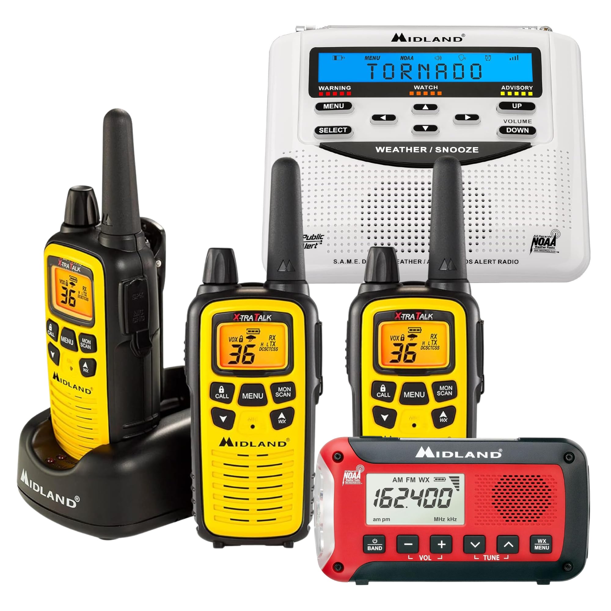 Midland Emergency Preparedness Kit - Featuring Home & Portable NOAA Emergency Weather Radios and Two-Way Radios (3-Pack)