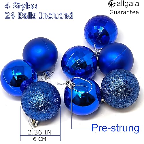 Miniatura 2 de allgala Bolas de Navidad 24 unidades de 2.33 pulgadas (6CM), bolas de adorno de Navidad preencordadas a prueba de roturas para árbol de Navidad - 4