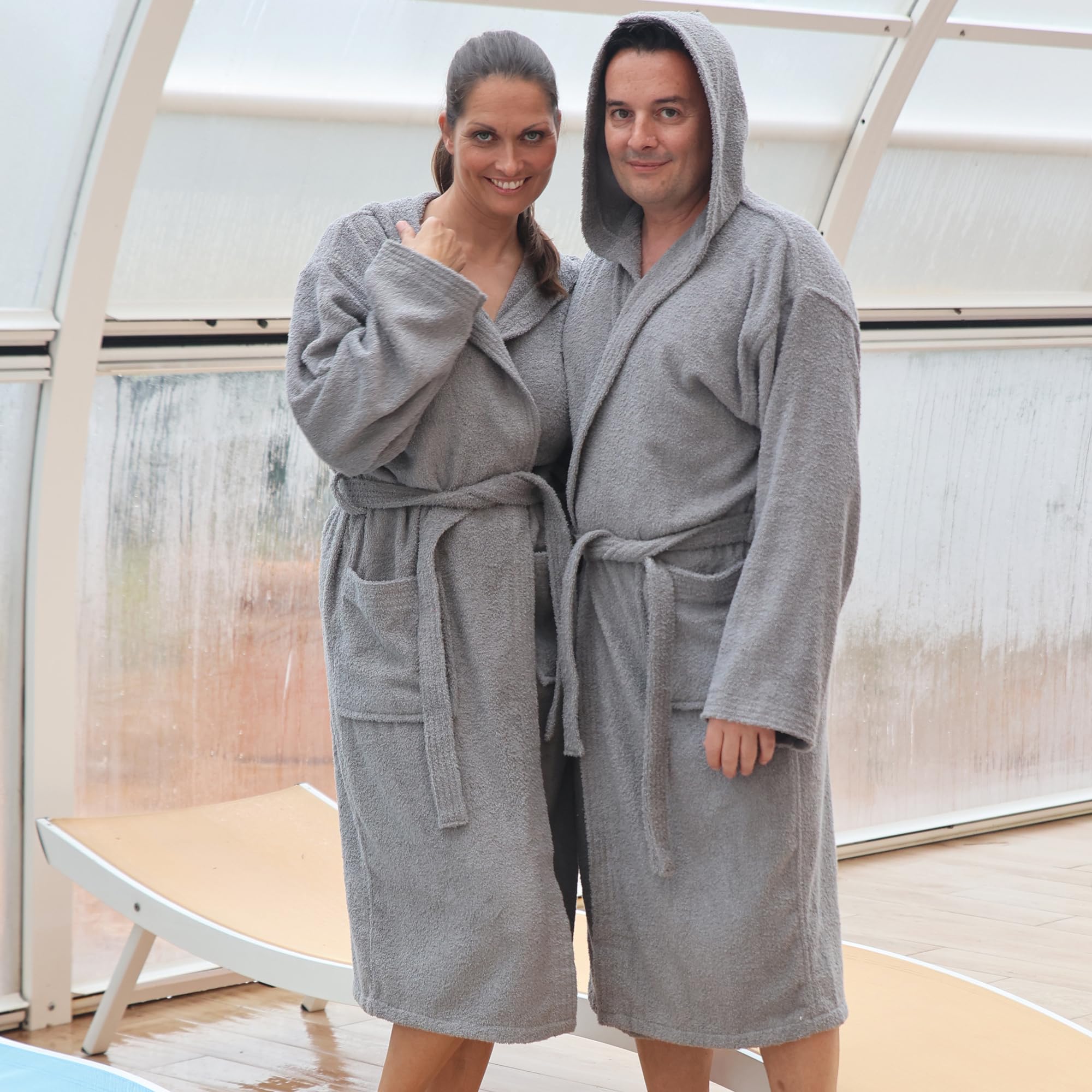 LEBENGOOD Albornoz Hombre con Capucha 100% Algodón OEKO-TEX, Toalla Rizo Americano 450 gsm,Albornoces Juveniles, Ducha, Piscina, Bata Baño, Unisex,Mujer, Tallas S M L XL XXL 3XL