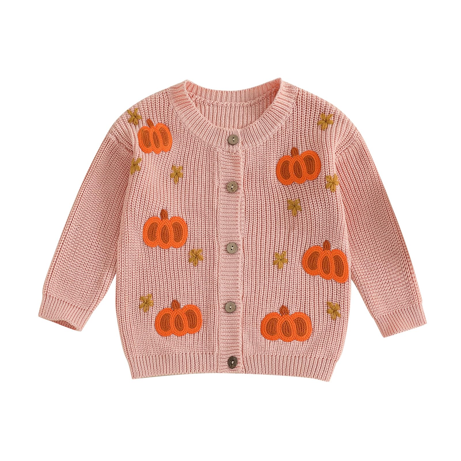 LSFYSZD Baby Cardigan Hooded Sweater Newborn Infant Girl Boy Warm Coat Knit Outwear Light Weight Jacket (Pumpkin-Pink, 0-3 Months)
