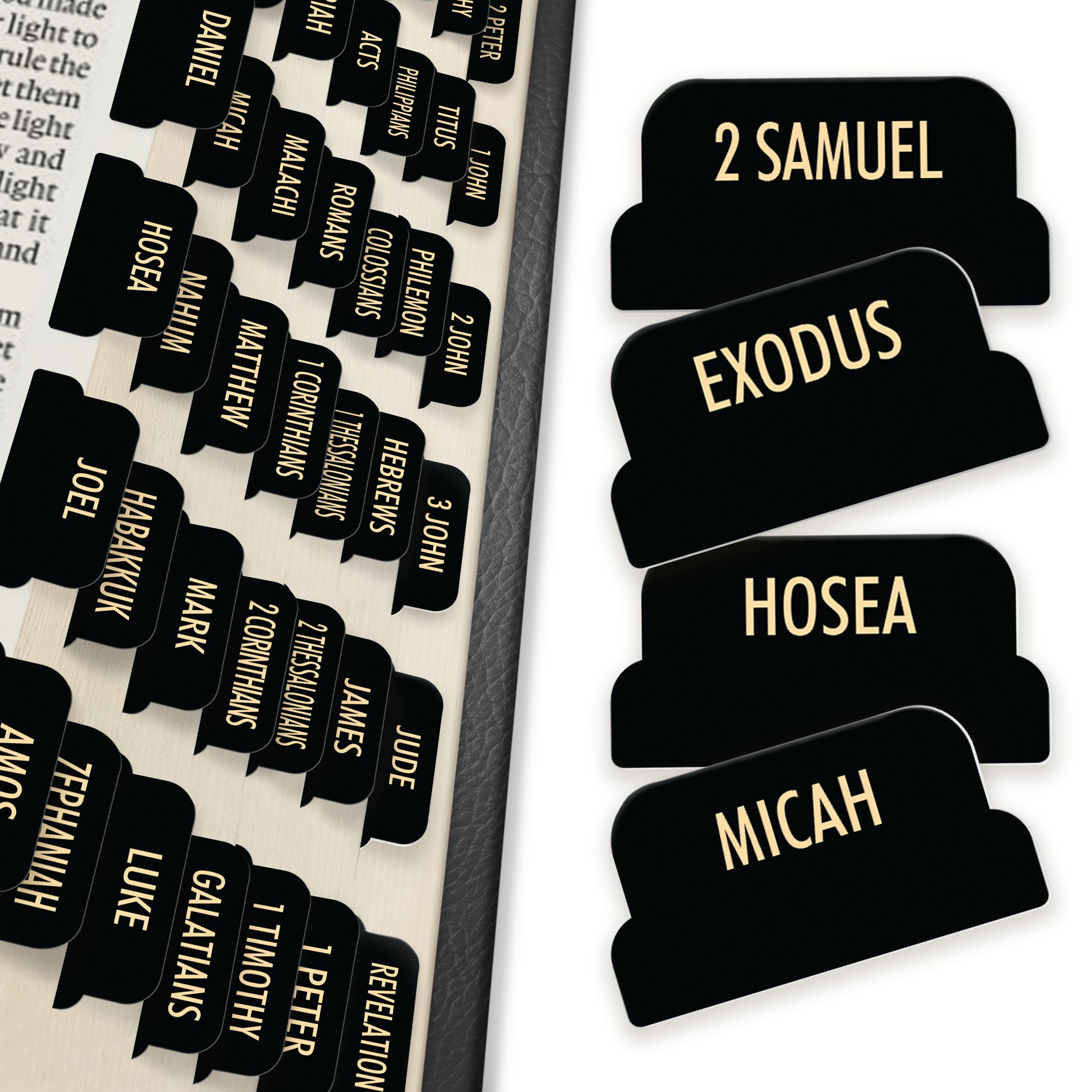 Only Zest 90 Christian Bible Tabs for Women, Men, and Kids - Black Version