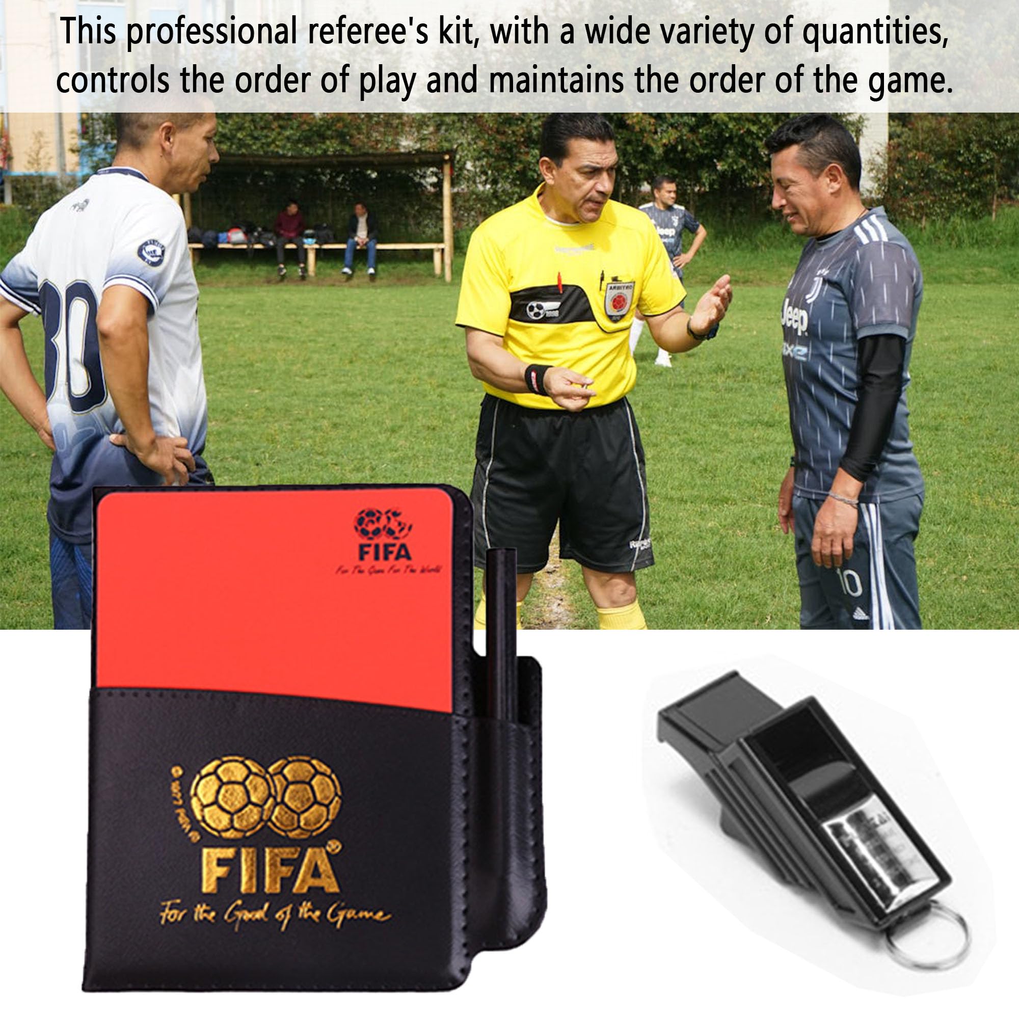 Kit Arbitre Football LONGHAO – Cartons Rouge/Jaune, Sifflet, Drapeaux, Tableau De Bord, Pochette Et Stylo