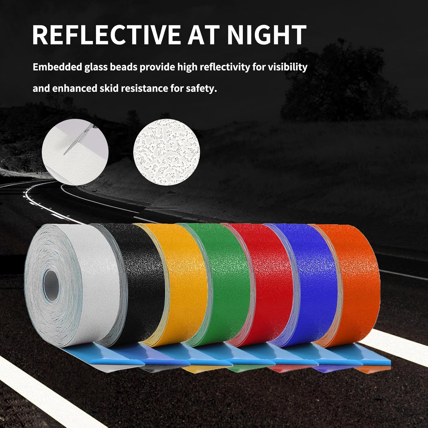 Reflective Pavement Marking Tape, Slip-Resistant & Durable. Heavy-Duty Rubber Base for Outdoors. Ideal for Driveways, Walkways & Parking Areas (White, 4 Inch X 148 Feet)