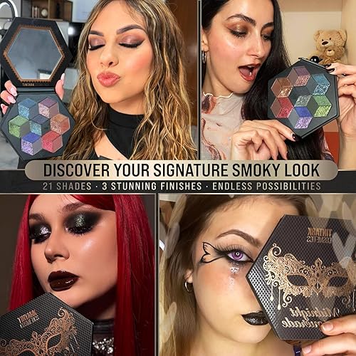 Miniatura 5 de Paleta de maquillaje de sombra de ojos ahumada negra, paletas de sombras de ojos ahumadas oscuras para Halloween, maquillaje gótico, paletas de