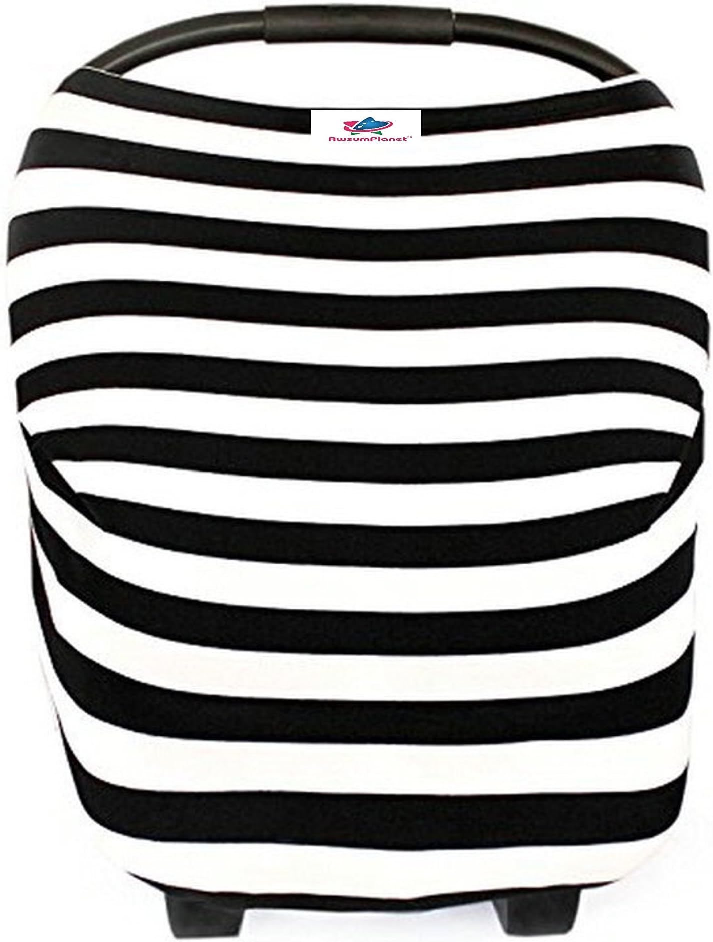 Baby Car Seat Cover- Breastfeeding Cover Nursing - High Chair - Shopping Cart - Baby Blanket Boys and Girls - Infinity Scarf - All-in-One Perfect Baby Shower Gift (Black&White Stripes)