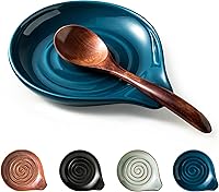 Vista 1 de Soporte para cucharas, soporte de cuchara de cerámica para encimera de cocina, cocina de granja, soporte grande para utensilios para cucharas, Azul