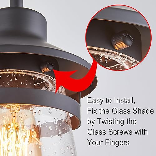 Miniatura 9 de Aplique de pared para exteriores con pantalla de vidrio transparente semillado, accesorio exterior impermeable en acabado de bronce aceitado,