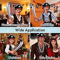 Vista 5 de ZeeDix 36 accesorios piratas para niños, incluye 12 sombreros de pirata, 12 parches de ojos y 12 espadas, decoraciones de fiesta pirata