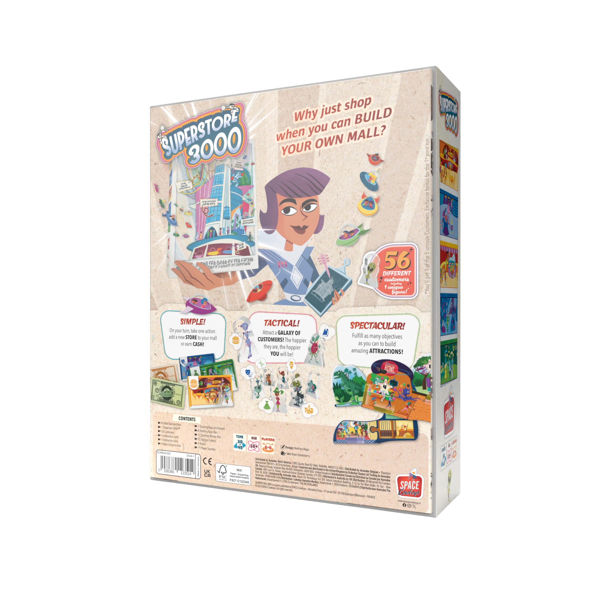 Asmodee Superstore 3000 Jeu de société – Construisez votre centre commercial de rêve dans l'espace, jeu de stratégie, amusant pour les familles, les enfants et les adultes, à partir de 10 ans, 2 à 4