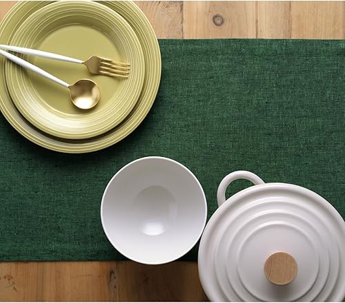 Miniatura 3 de Solino Home - Camino de mesa de lino verde bosque, 100% lino puro, 14 x 48 pulgadas, camino de mesa para otoño, Acción de Gracias, Navidad,