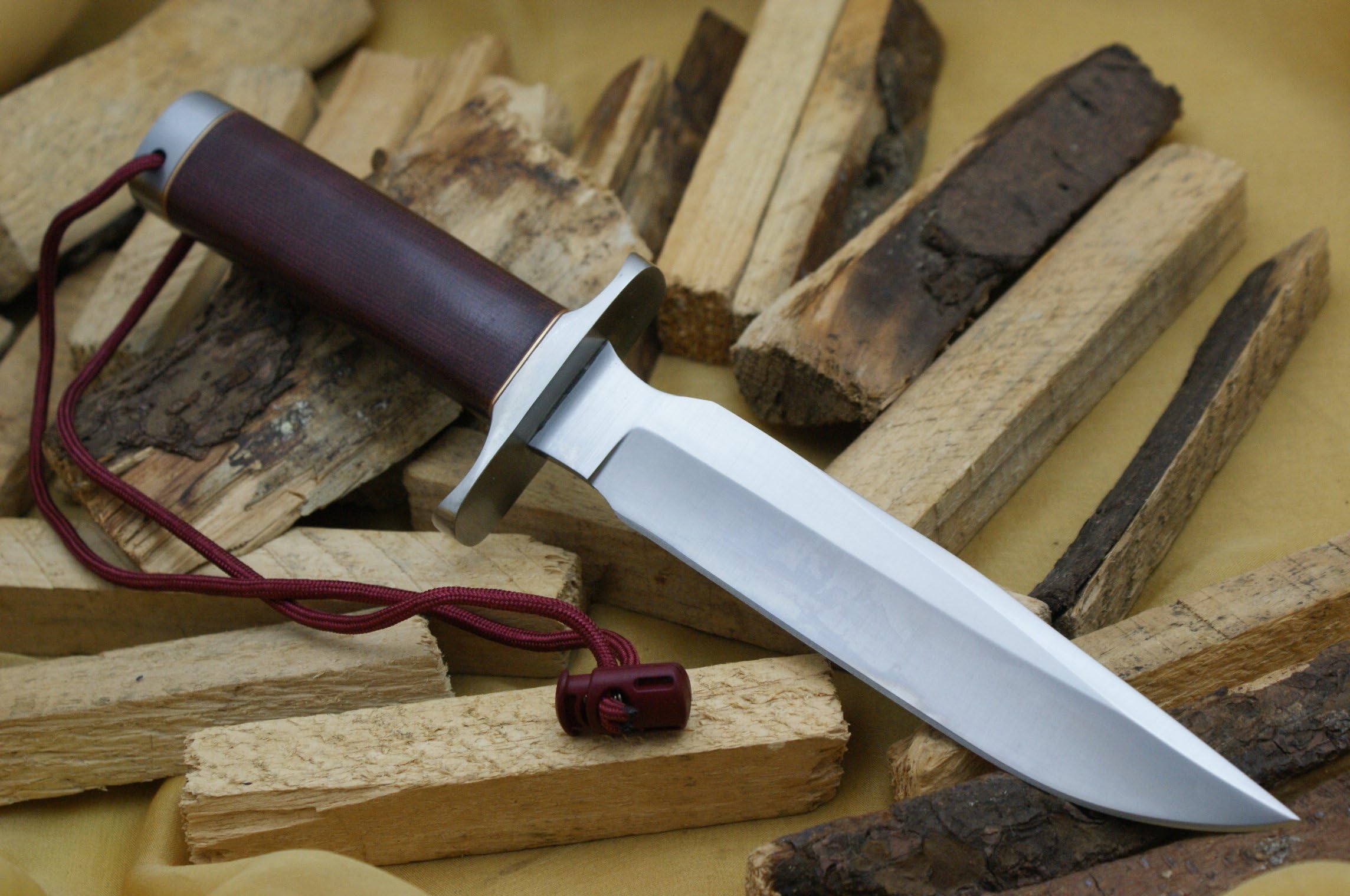 Handmade D2 Steel Hunting Knife with Leather Sheath - 12" Fixed Blade Knife with Red Micarta Handle - Survival Knife - Camping Knife Best Gift for Men and Women
