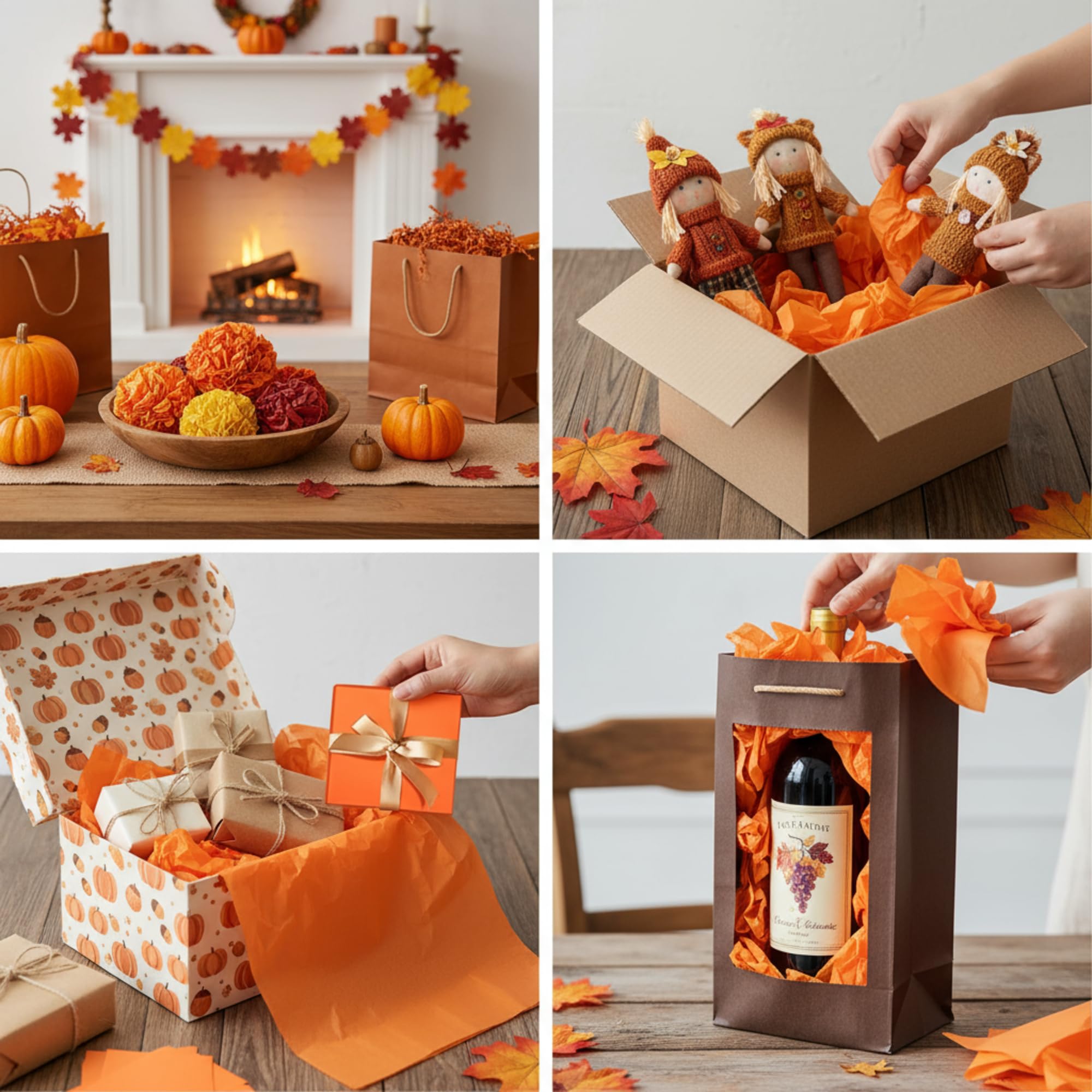 Qilery 500 fogli di carta velina arancione, 38 x 50 cm, carta da imballaggio, carta da regalo, senza acidi, per vacanze, compleanni, decorazioni per feste, matrimoni, baby shower