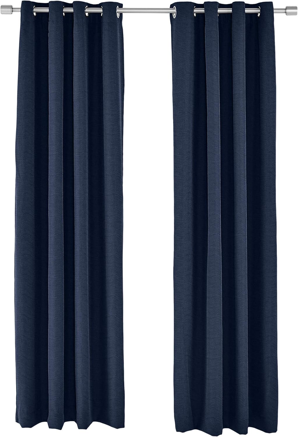 Amazon Basics 100% Blackout Textured Linen Window Panel with Grommets and Thermal Insulated, Noise Reducing Blackout Liner - 52" x 95", Navy Blue