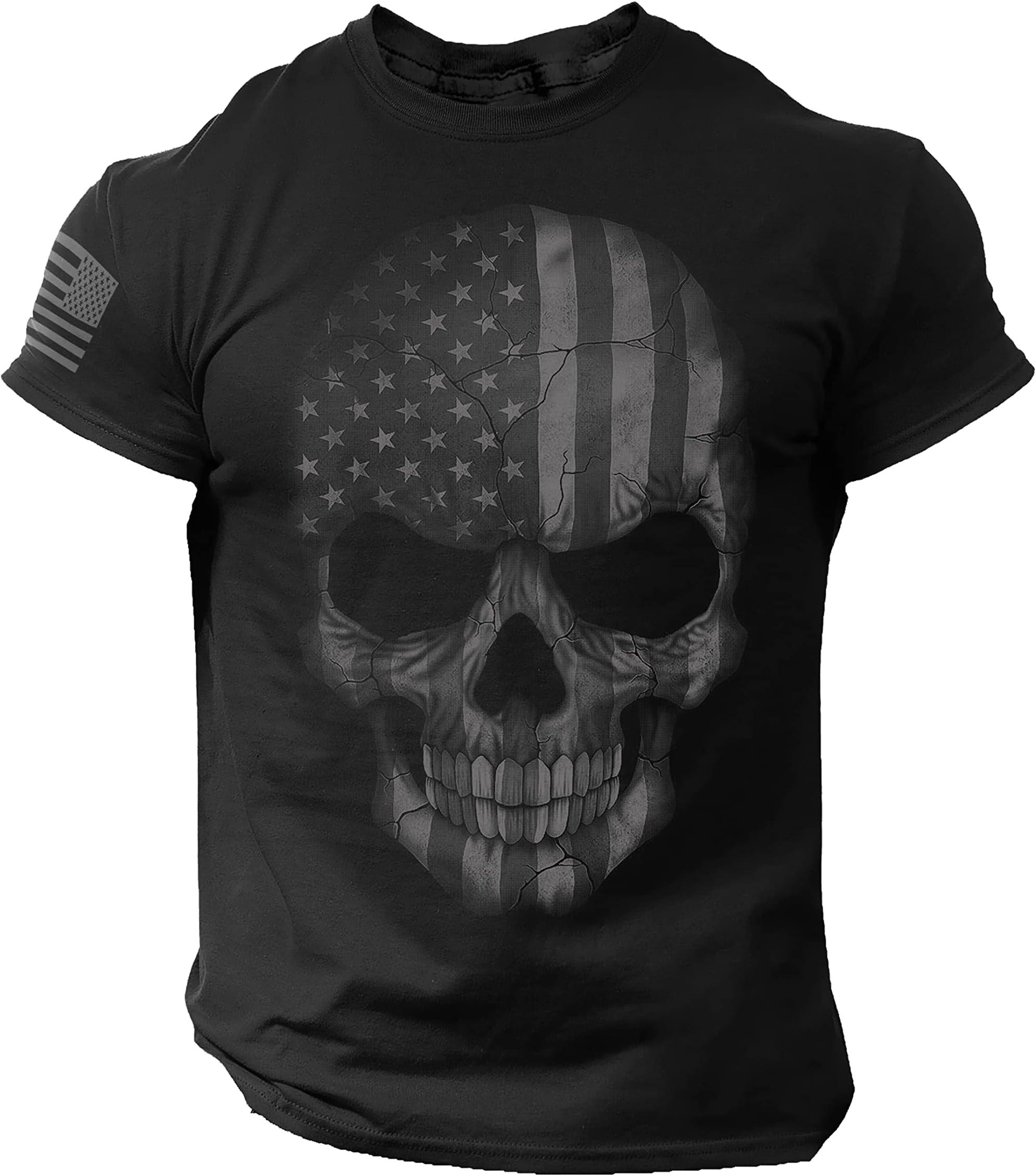Rogue Style USA Flag Skull T-Shirt for Man - Biker Gym 4th July Tee