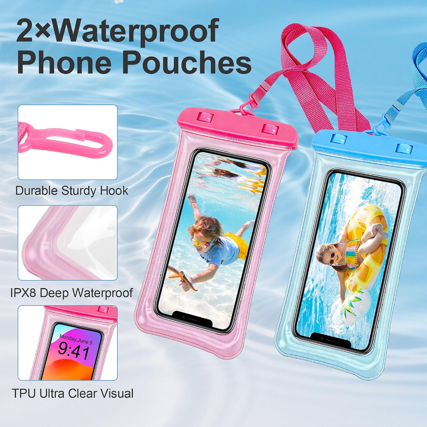 16Pcs Cruise Ship Essentials, Travel Cruise Must Haves with Power Plug Adapter, Includes Waterproof Phone Pouches, Luggage Tags, Lanyard Card Holders, Towel Bands for Beach Chair and Magnetic Hooks