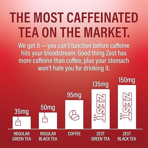 Miniatura 4 de Zest Té energético con especias de manzana y canela, bolsas de té negro con alto contenido de cafeína para concentración, claridad y energía