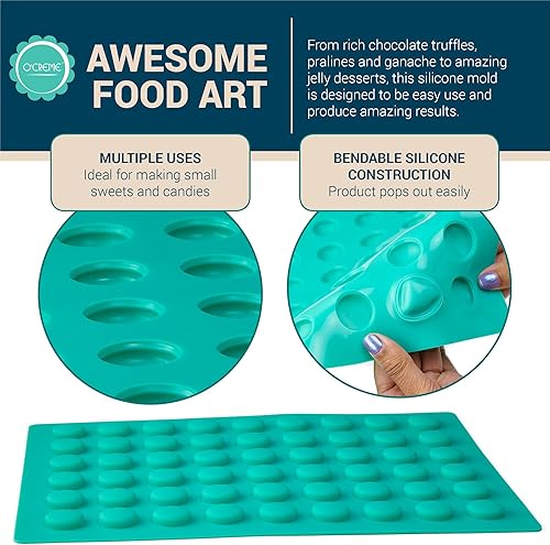 Miniatura 3 de O'Creme Molde redondo de silicona para caramelos de gomitas para trufas de chocolate, ganache, gelatina, dulces, pralinés y caramelos