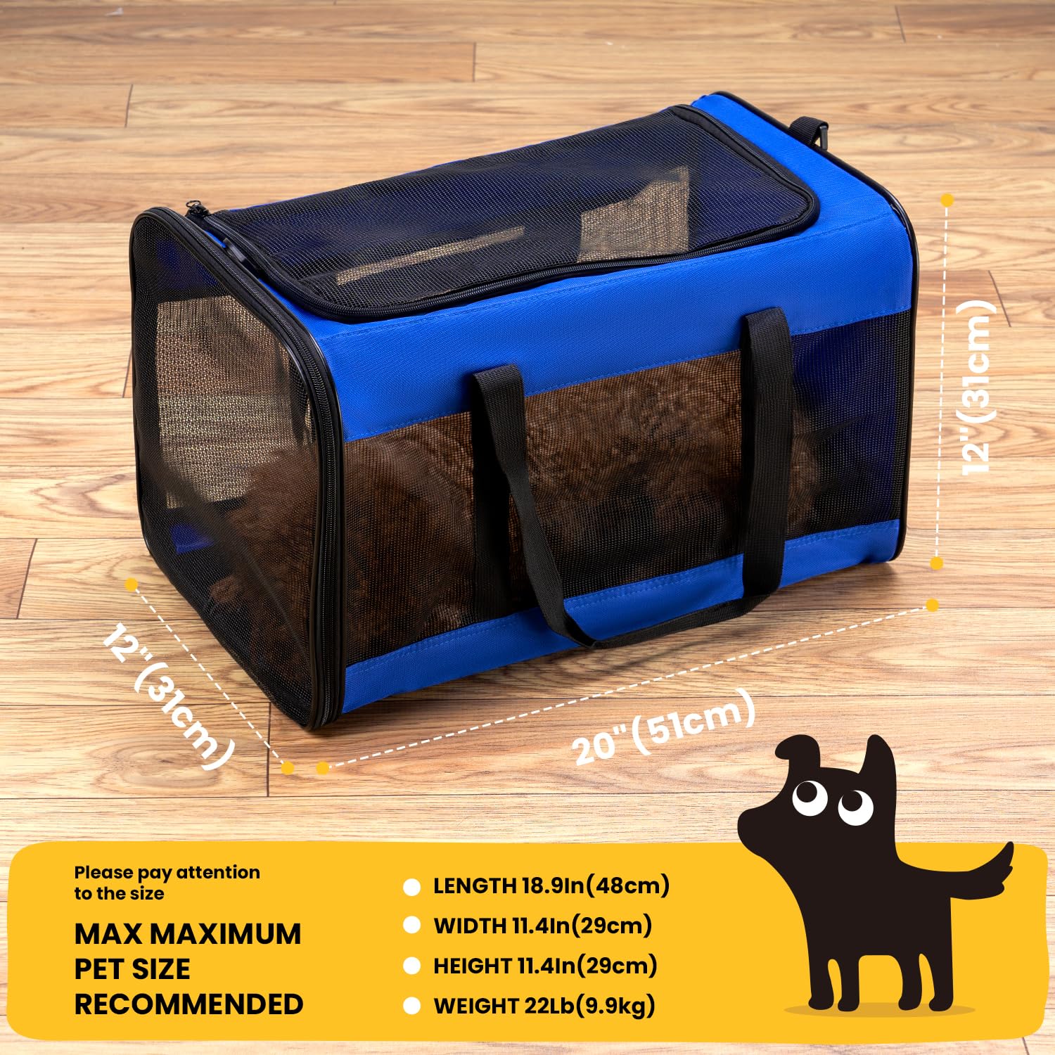 Conlun Dog Carrier Bag,Soft-Sided Pet Carriers for Dogs with 4-Sided Mesh - Image 2