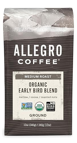 Allegro Coffee Organic Early Bird Blend - Café molido de 12 onzas