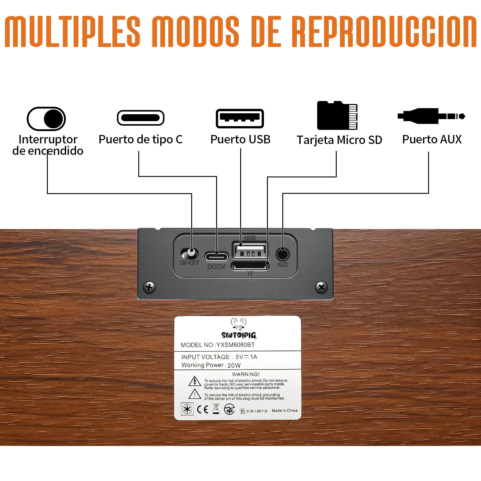 Altavoces Bluetooth para ordenador - Barra de sonido de madera con Bluetooth 5.3 y conectividad USB | Compatibilidad universal para PC, ordenador de sobremesa, portátil, monitor, tableta y smartphone