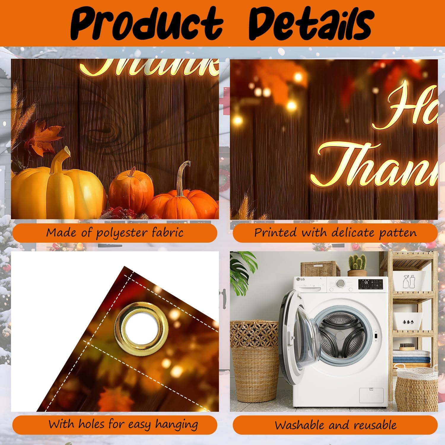 ANNA QUEEN Fall Harvest Thanksgiving Decorations Garage Door Banner 6 x 13FT,Pumpkin Turkey Happy Fall Backdrop 71"x157" Season Autumn Door Cover Decoration for Party (Happy Thanksgiving banner)