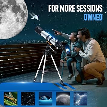 Telescopes for Adults Astronomy, 90mm Aperture 900mm Refractor Telescope for Kids & Beginners, for Planet Observation with Stainless Tripod & Phone Adapter
